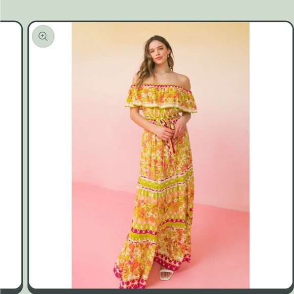 NWT! Flying Tomato Juno Floral Garden Off the Shoulder Maxi Dress Size Medium - Picture 6 of 13